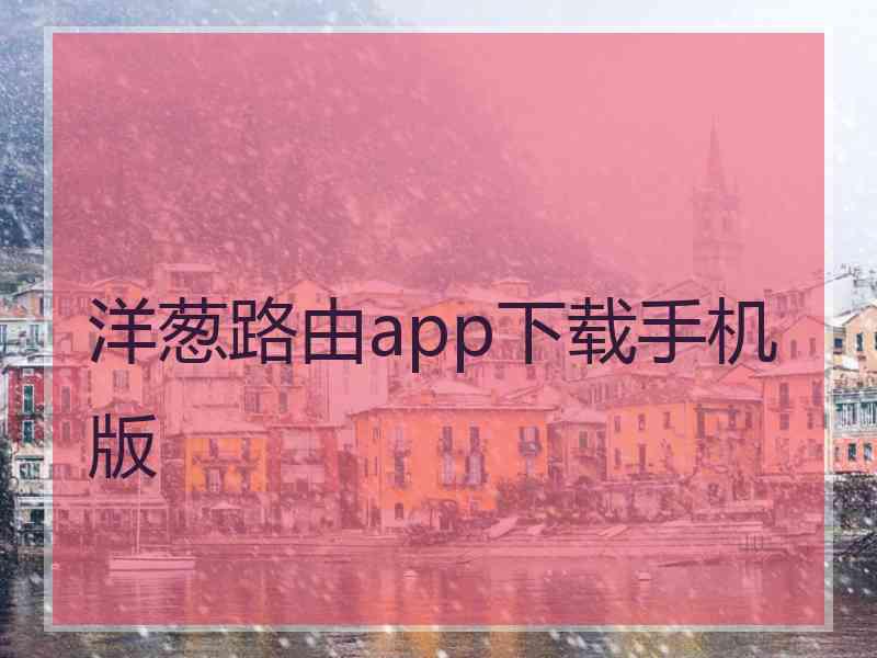 洋葱路由app下载手机版