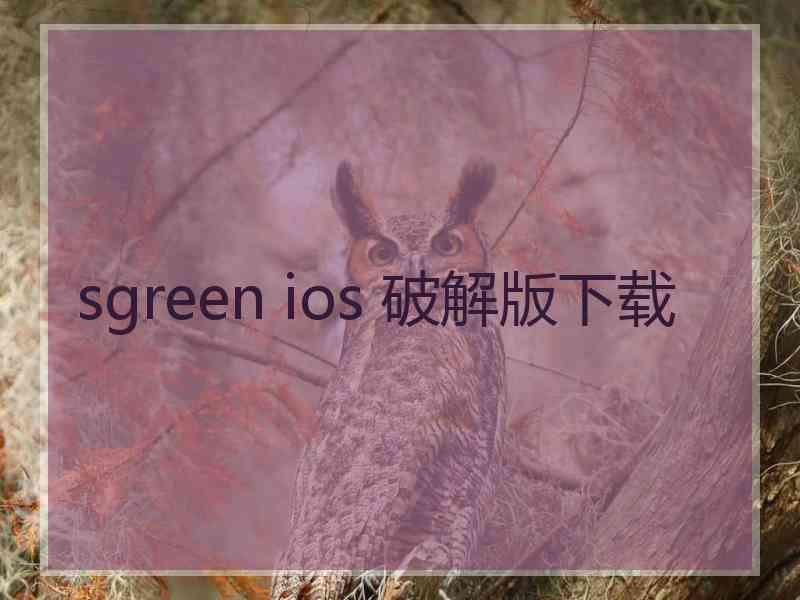 sgreen ios 破解版下载