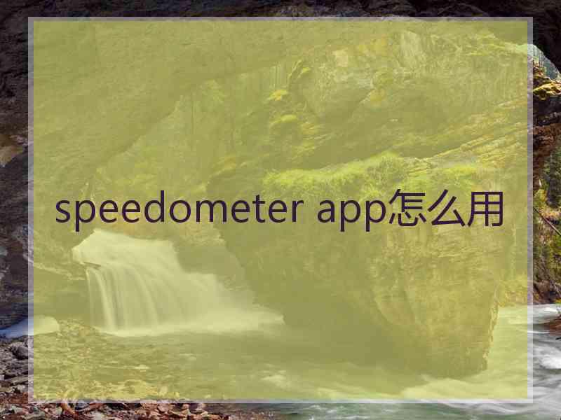 speedometer app怎么用