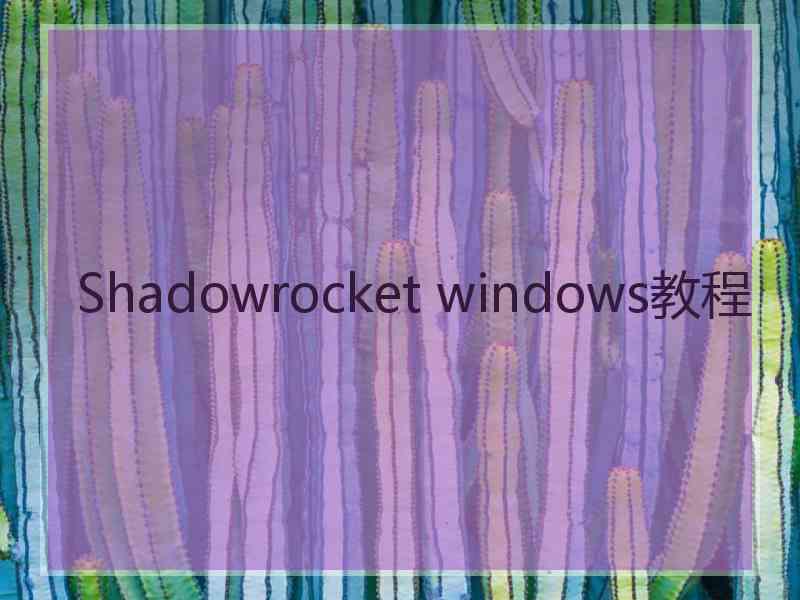 Shadowrocket windows教程